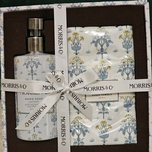 Sea And SageFloral Hand Soap and Guest Towel Gift Set By Morris And Co